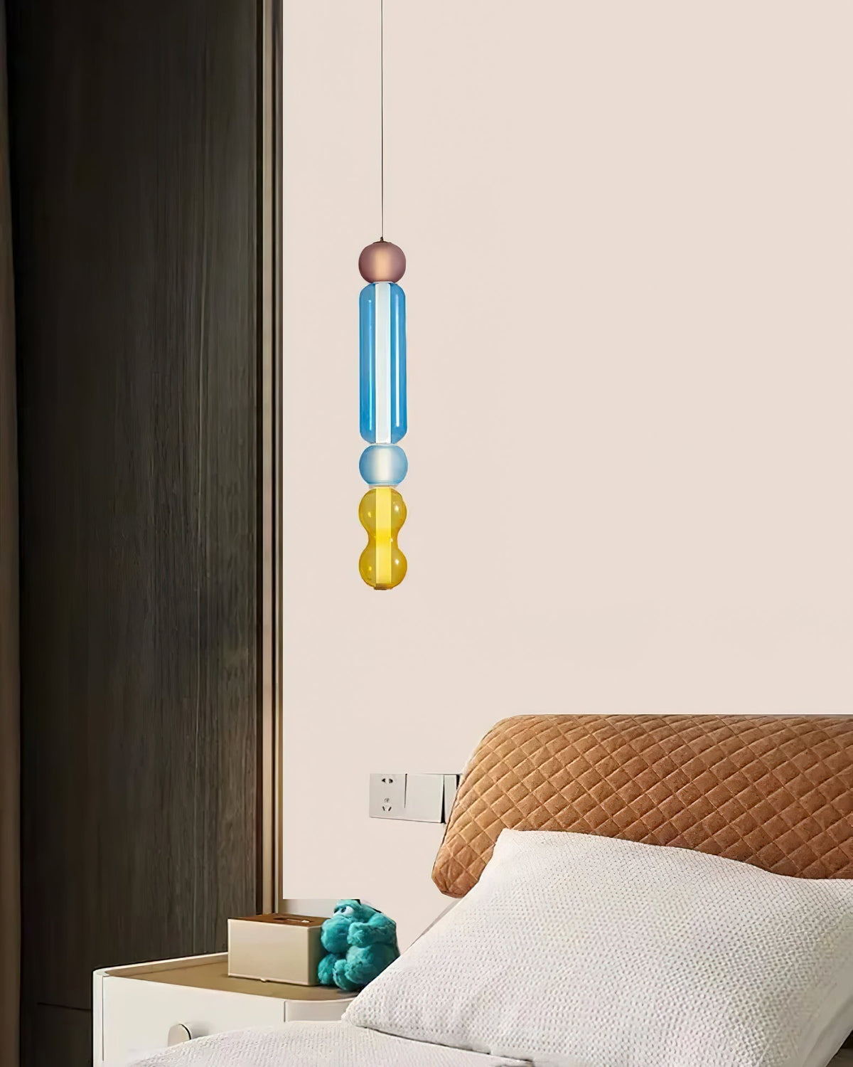 Lioririse hanglamp met gekleurde glas modern
