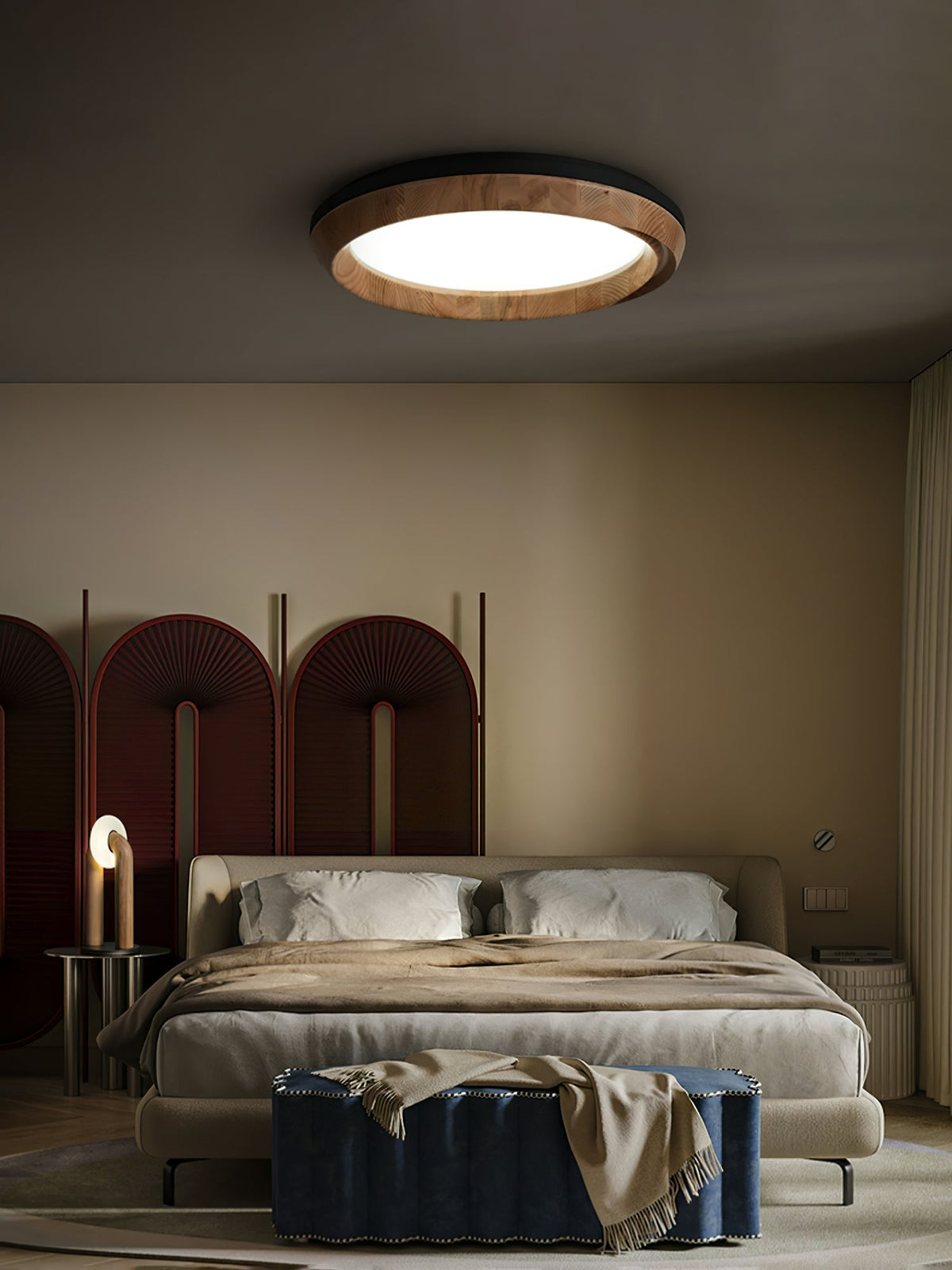 Aurdoreth Moderne plafondlamp met minimalistisch rimpelend houten ontwerp