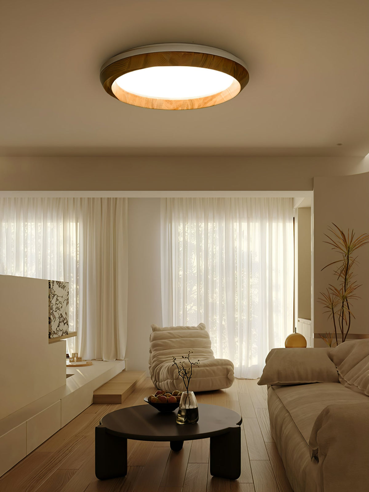 Aurdoreth Moderne plafondlamp met minimalistisch rimpelend houten ontwerp