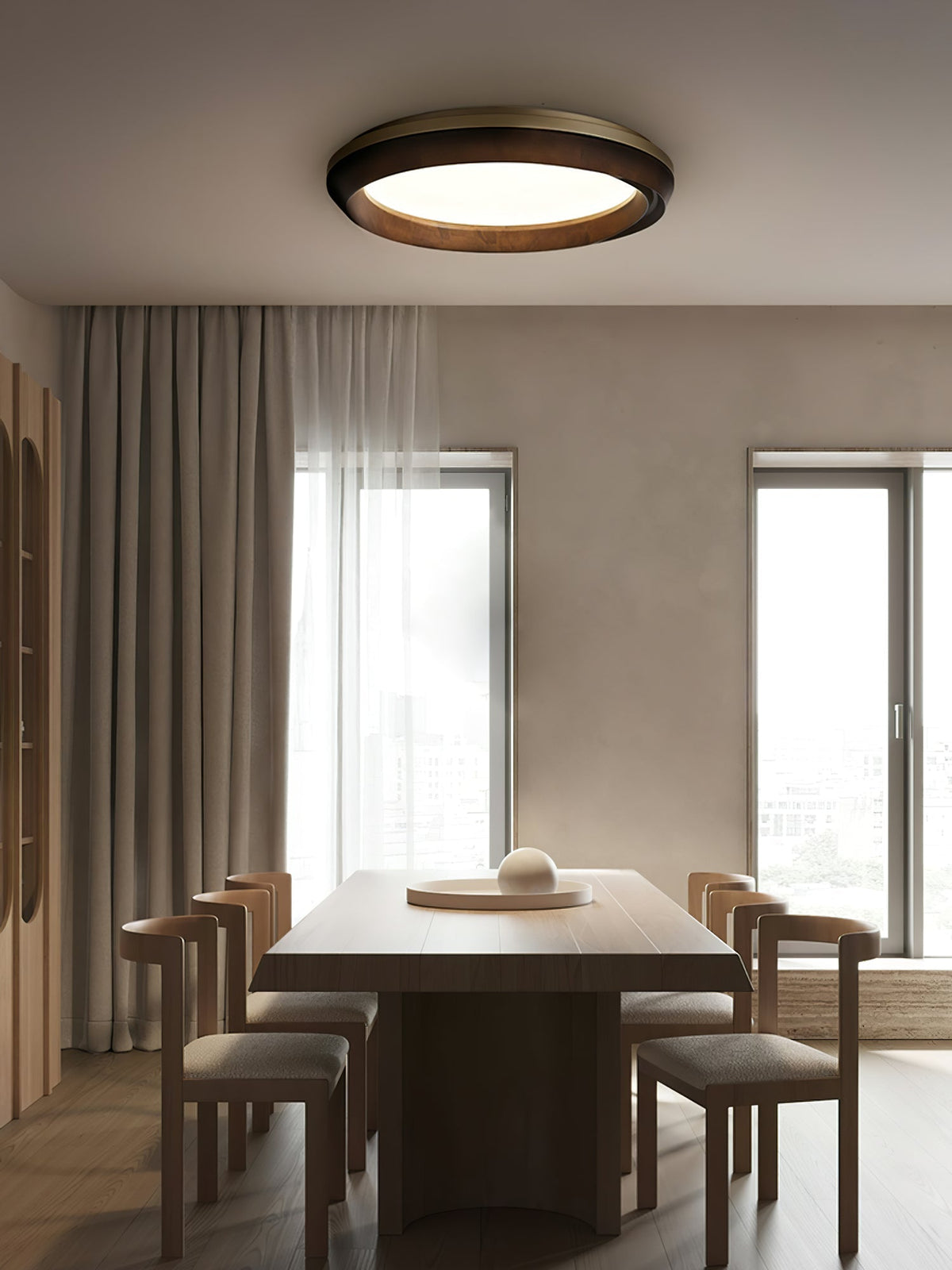 Aurdoreth Moderne plafondlamp met minimalistisch rimpelend houten ontwerp