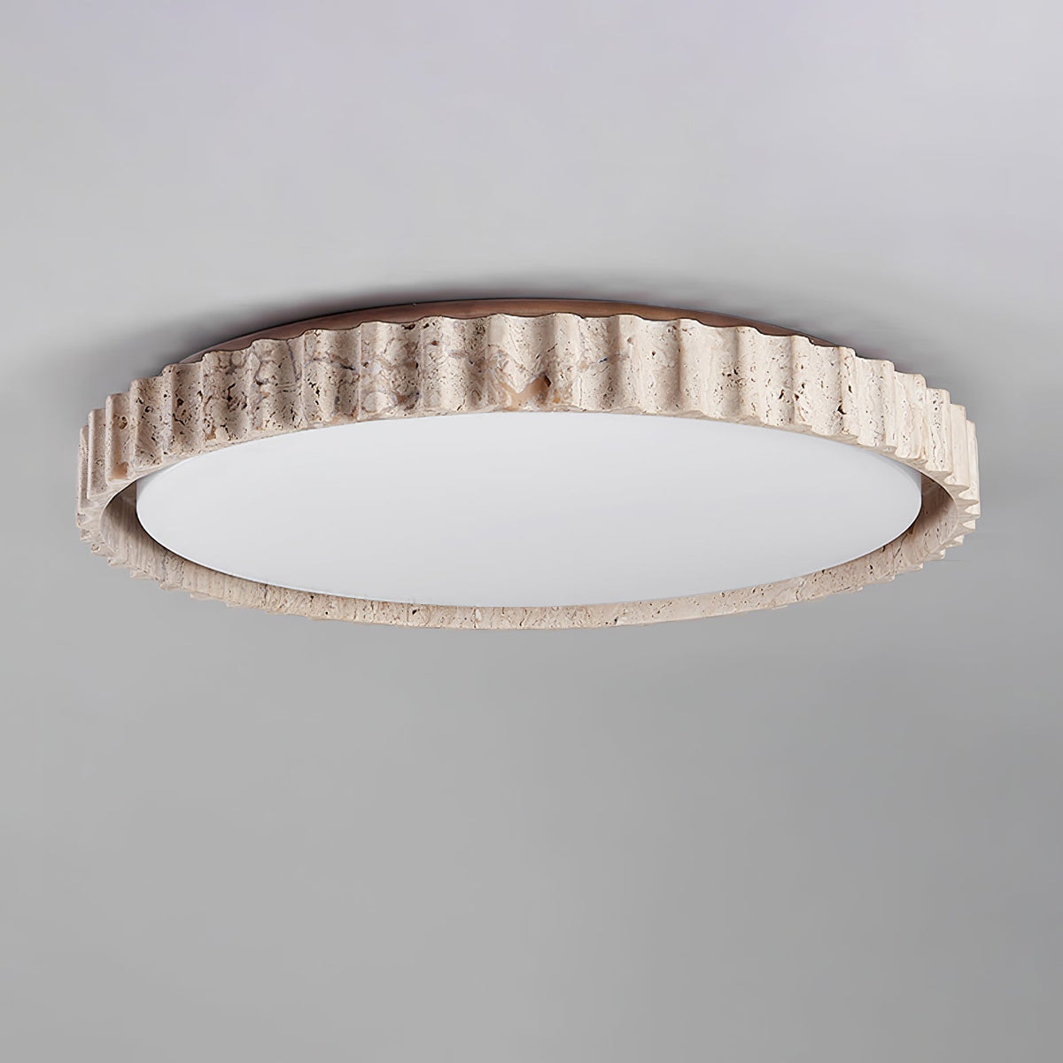 Obsidian Fluted Ring Geel travertin plafondlamp