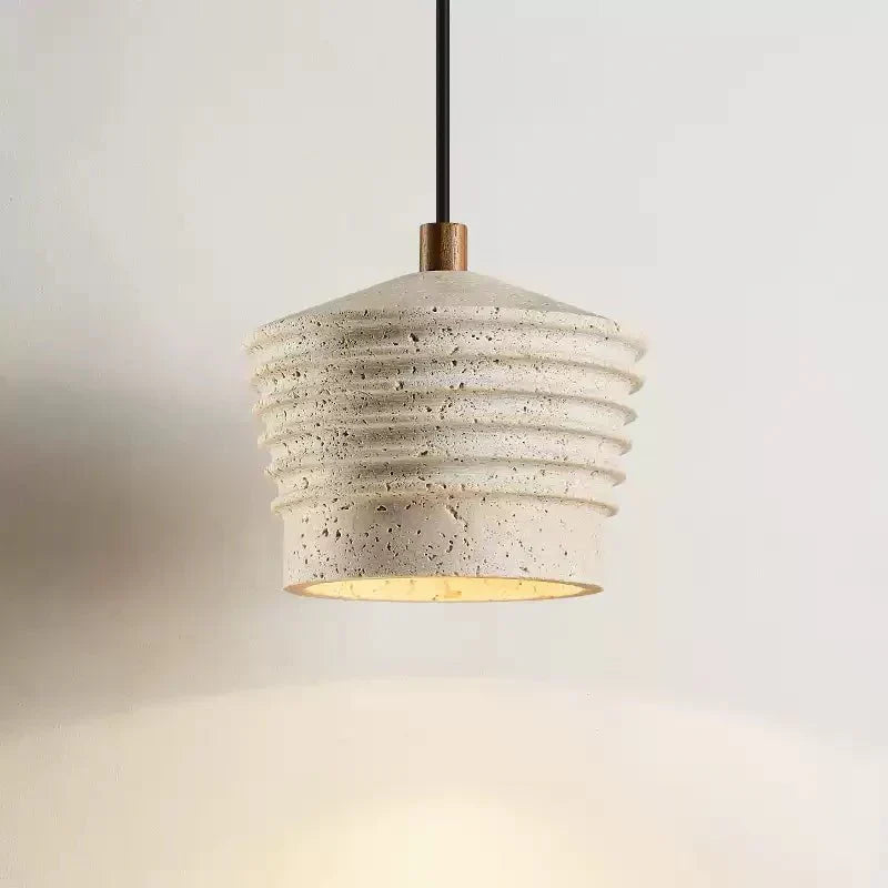 Hana Maison ribbelgeel travertin hanglamp