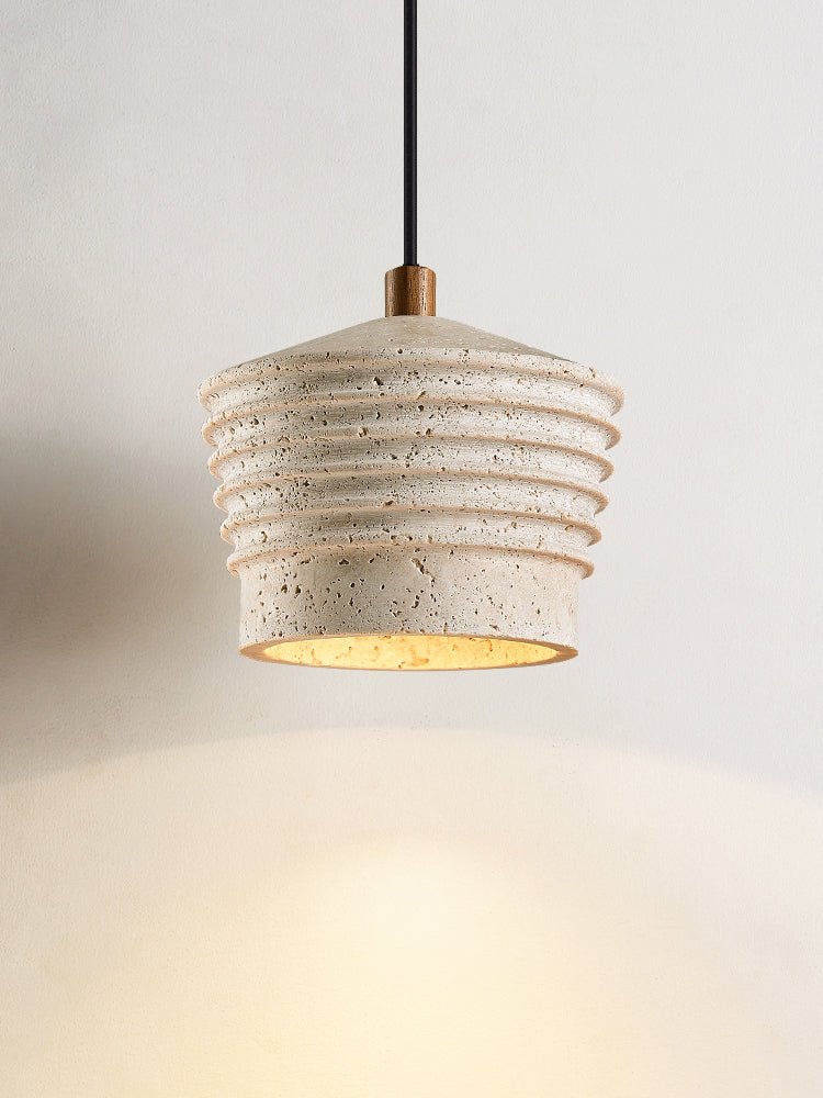 Hana Maison ribbelgeel travertin hanglamp