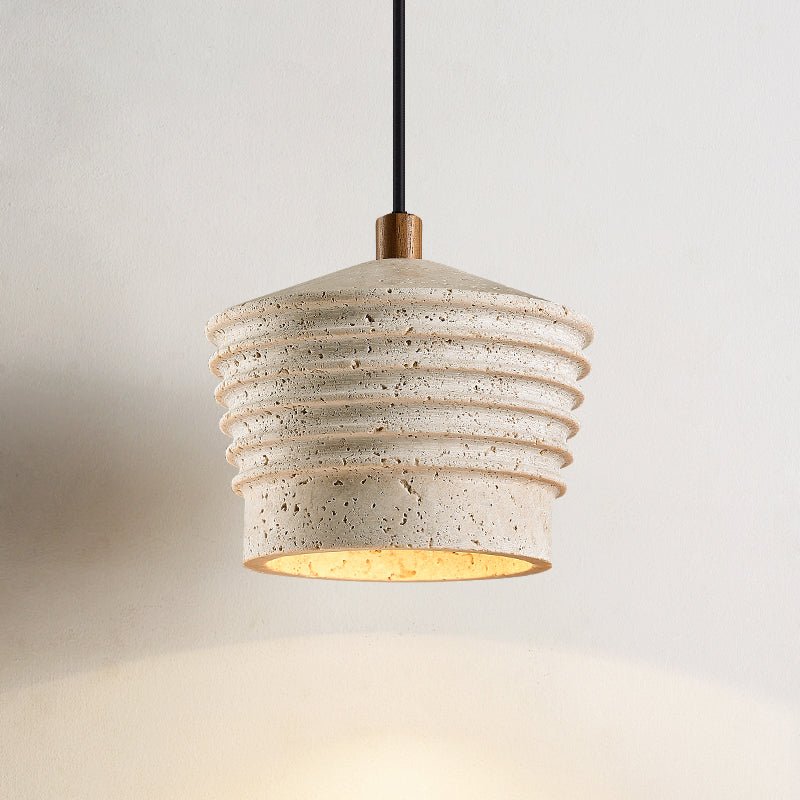 Hana Maison ribbelgeel travertin hanglamp