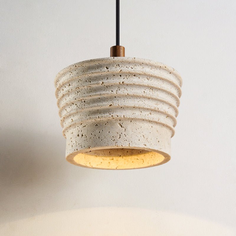 Hana Maison ribbelgeel travertin hanglamp