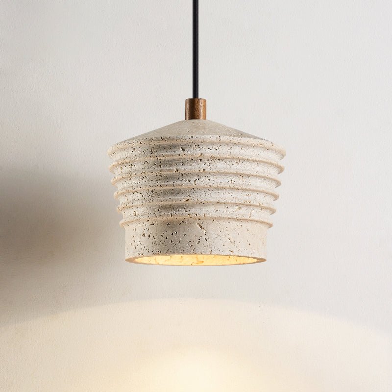 Hana Maison ribbelgeel travertin hanglamp