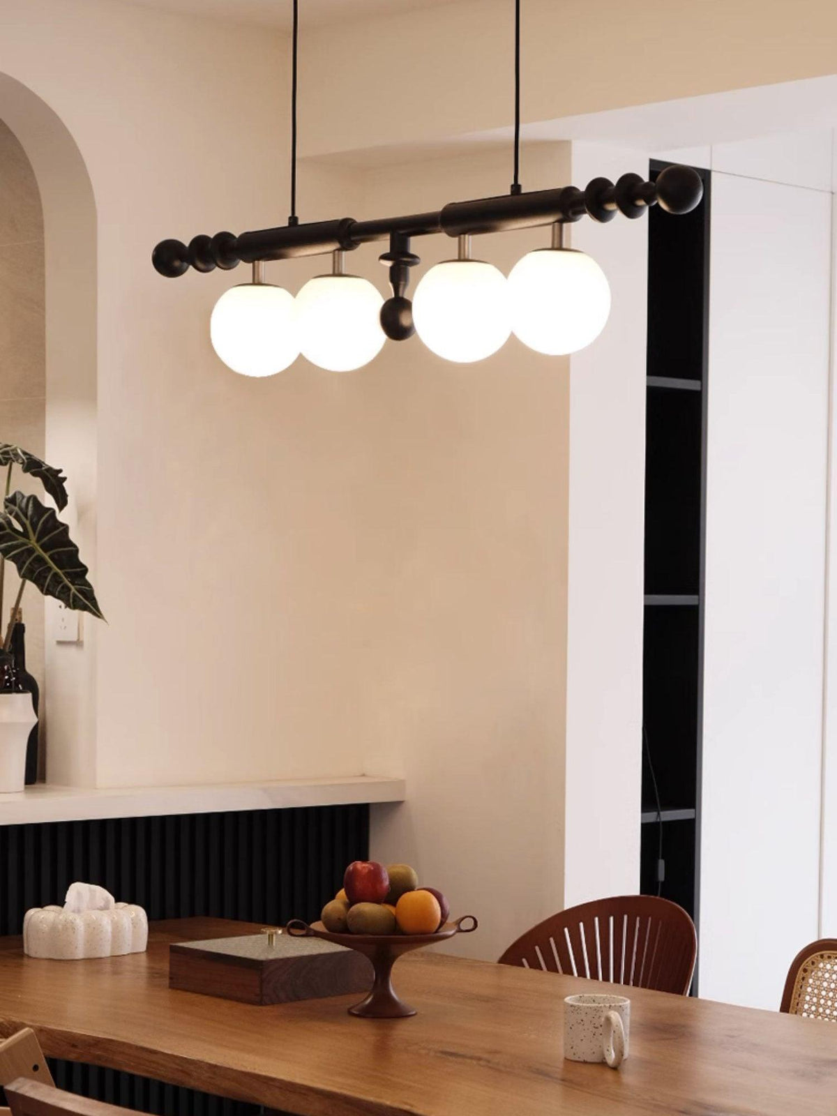 Elvalelle Kroonluchter Romeinse Kolom Walnoot Hout glas