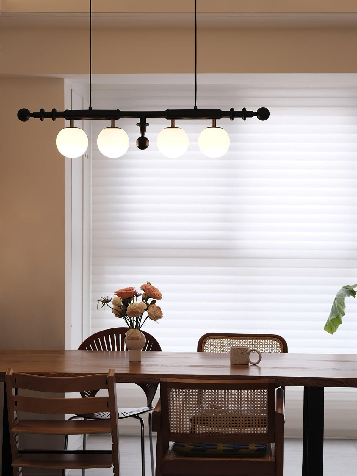 Elvalelle Kroonluchter Romeinse Kolom Walnoot Hout glas