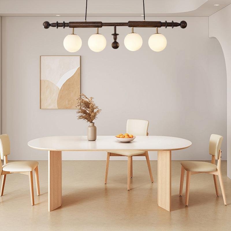 Elvalelle Kroonluchter Romeinse Kolom Walnoot Hout glas
