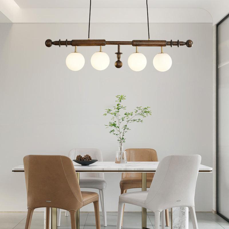 Elvalelle Kroonluchter Romeinse Kolom Walnoot Hout glas