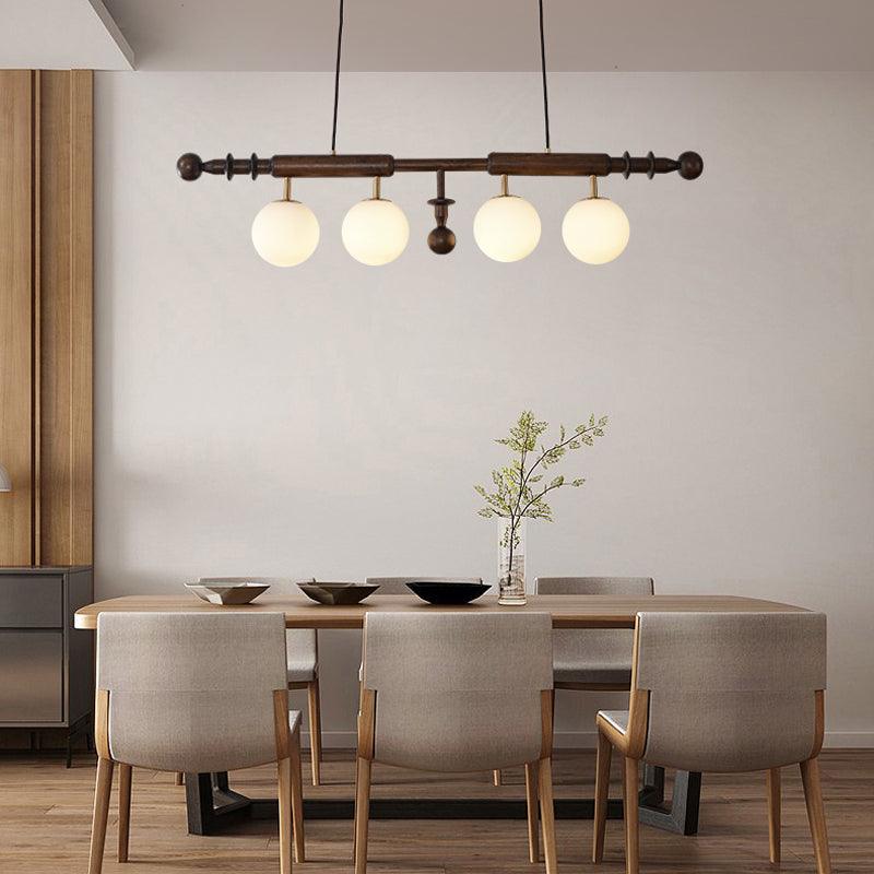 Elvalelle Kroonluchter Romeinse Kolom Walnoot Hout glas