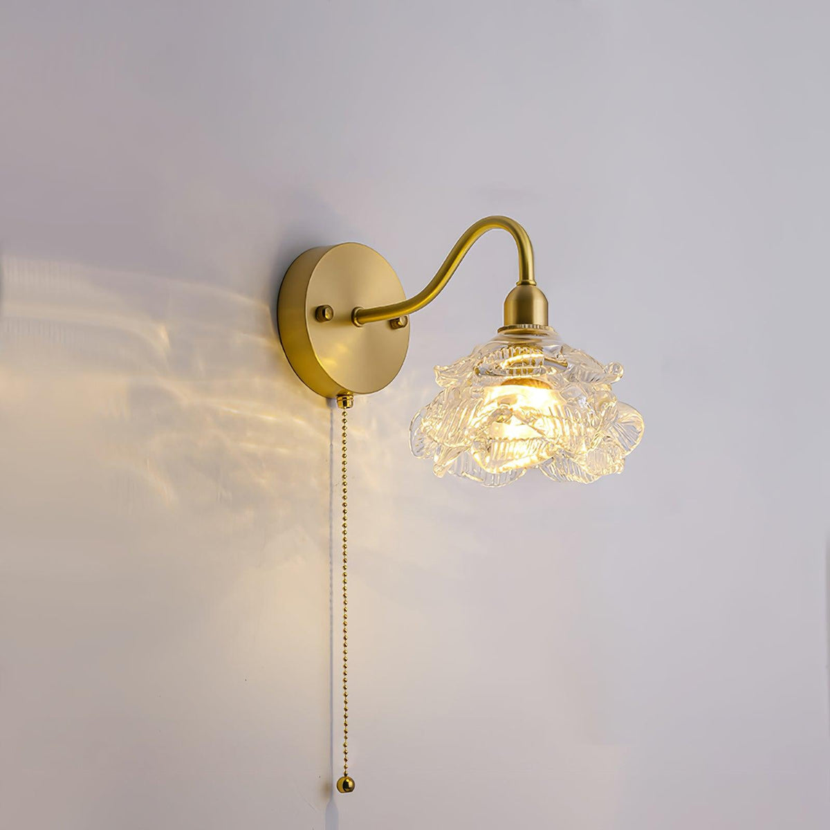 Aneris Noordse kunst Rose messing wandlamp met glas