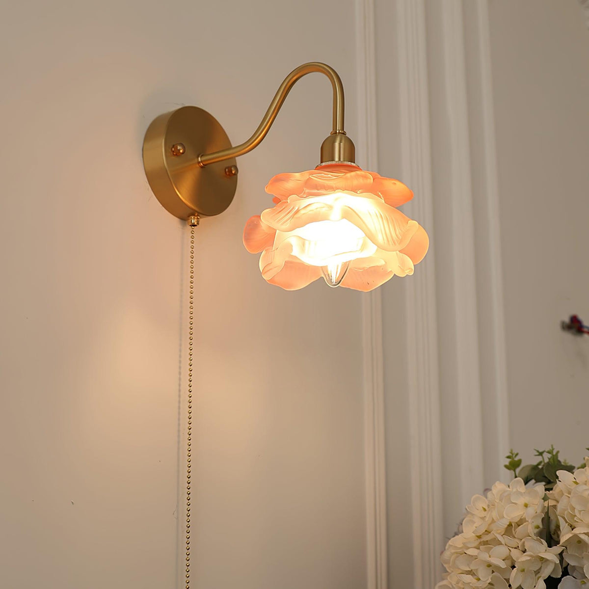Aneris Noordse kunst Rose messing wandlamp met glas