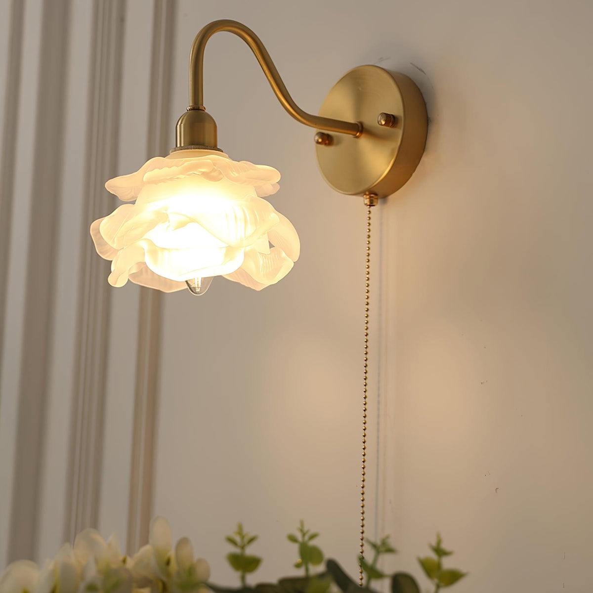 Aneris Noordse kunst Rose messing wandlamp met glas