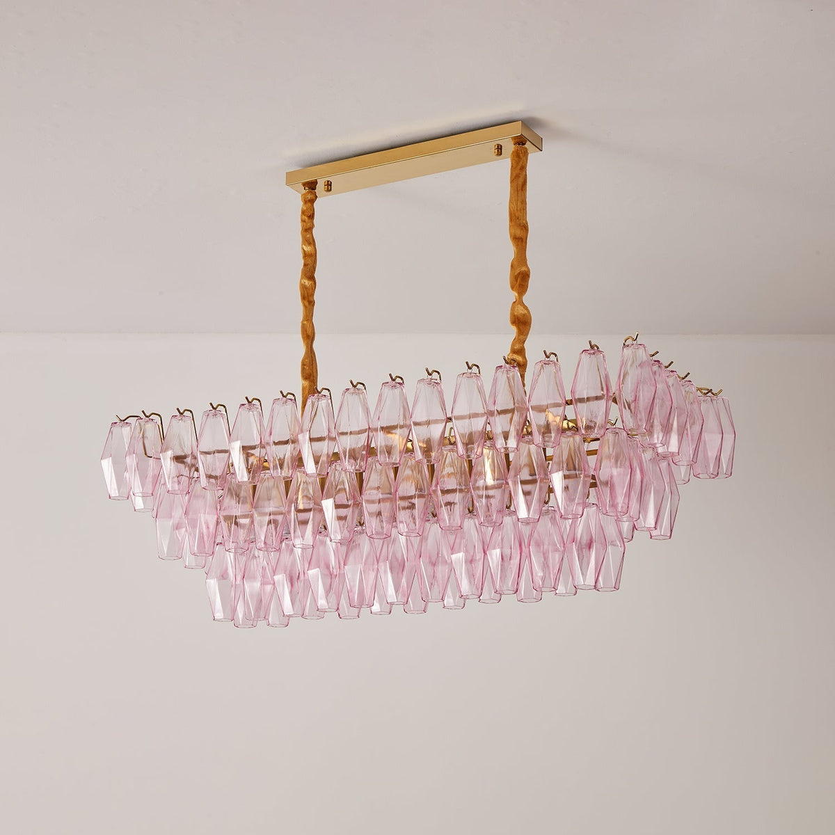 Eireora Kroonluchter Rose Prism glas Rechthoekige Gelaagde