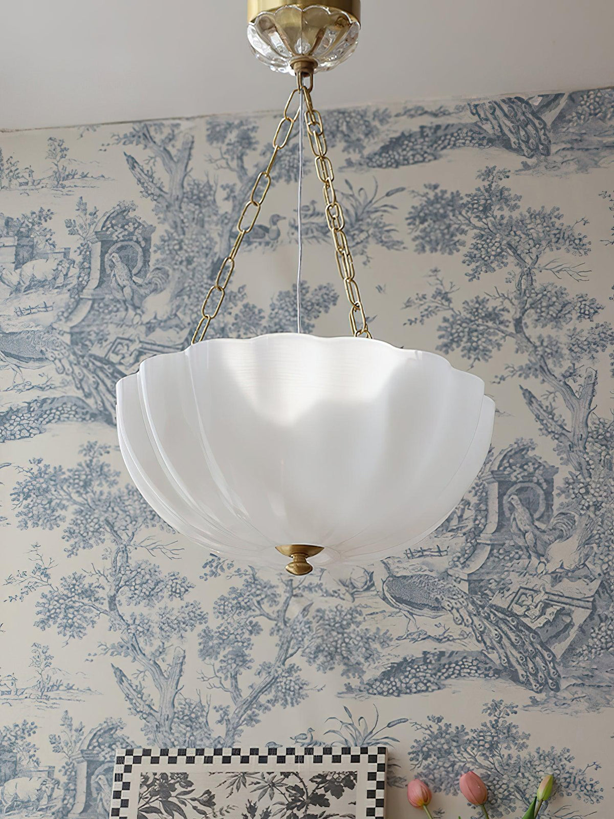 Voriq kroonluchter glazen kom messing ketting