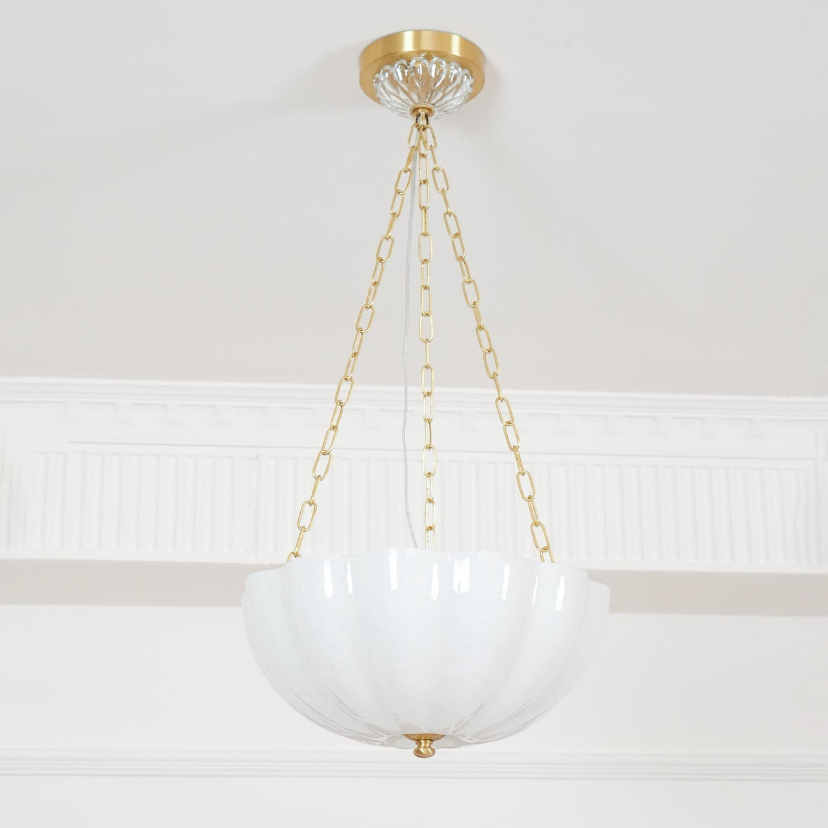 Voriq kroonluchter glazen kom messing ketting