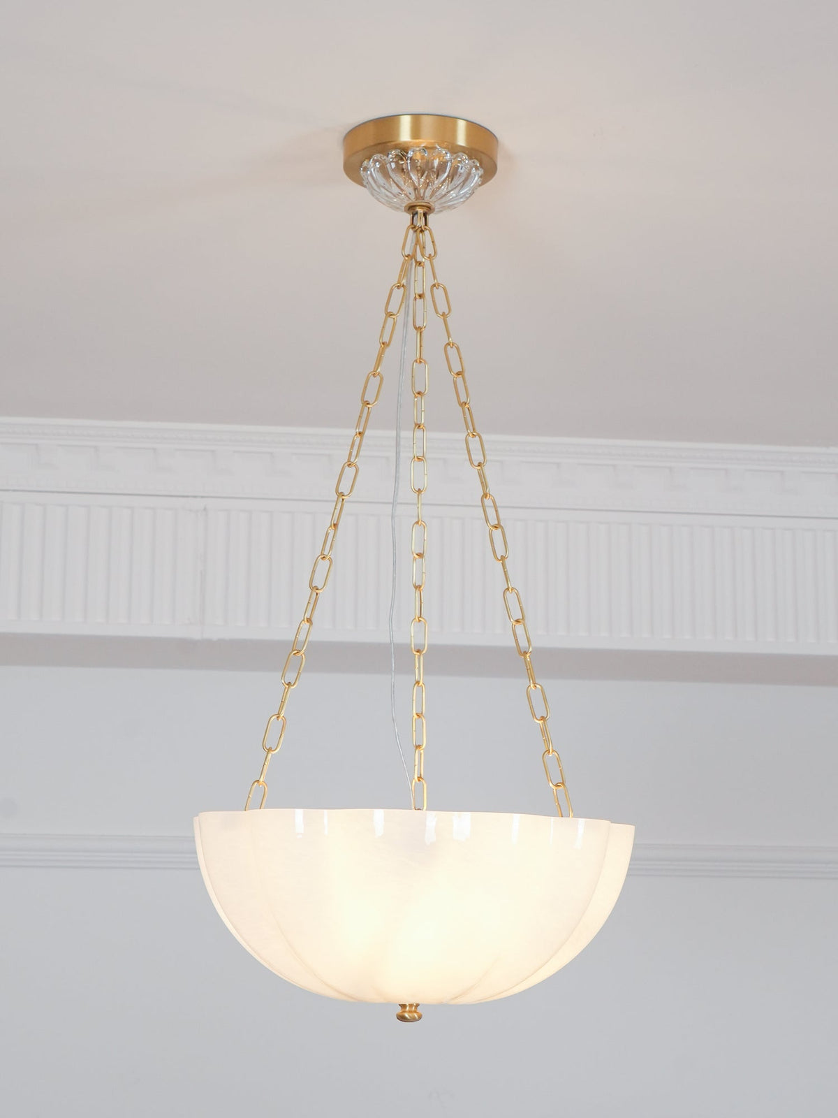 Voriq kroonluchter glazen kom messing ketting
