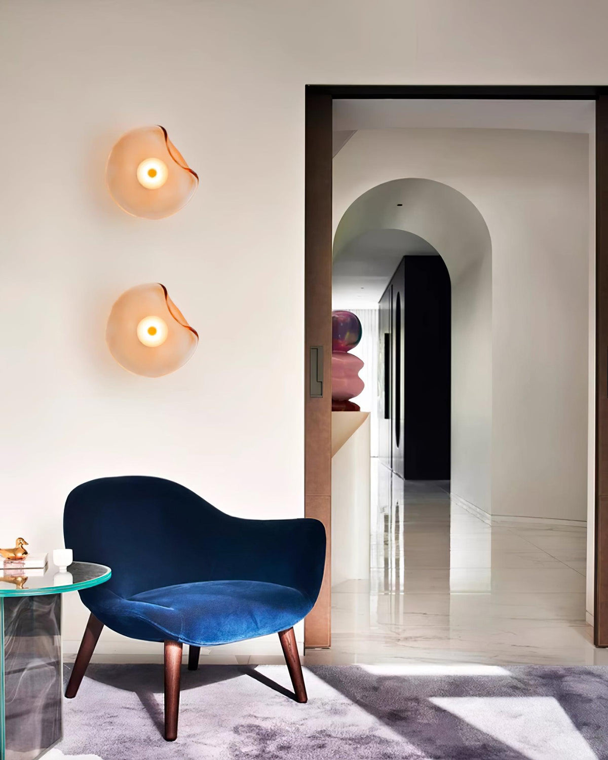 Kira wandlamp met amberkleurig glas