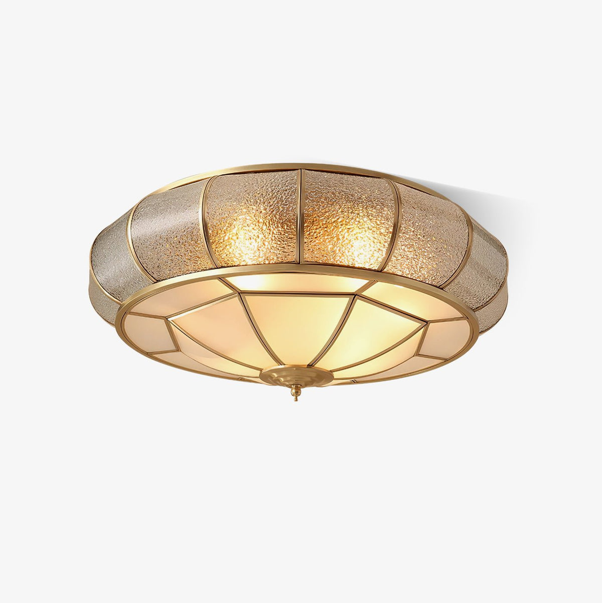 Zothaus Traditionele ronde plafondlamp van glas van textuurglas