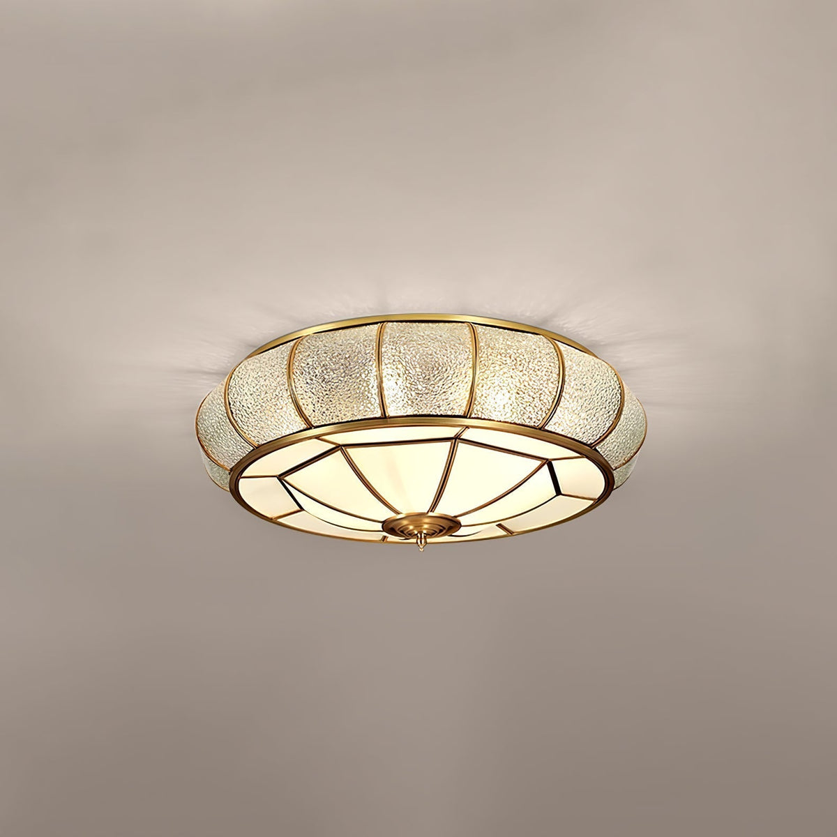 Zothaus Traditionele ronde plafondlamp van glas van textuurglas