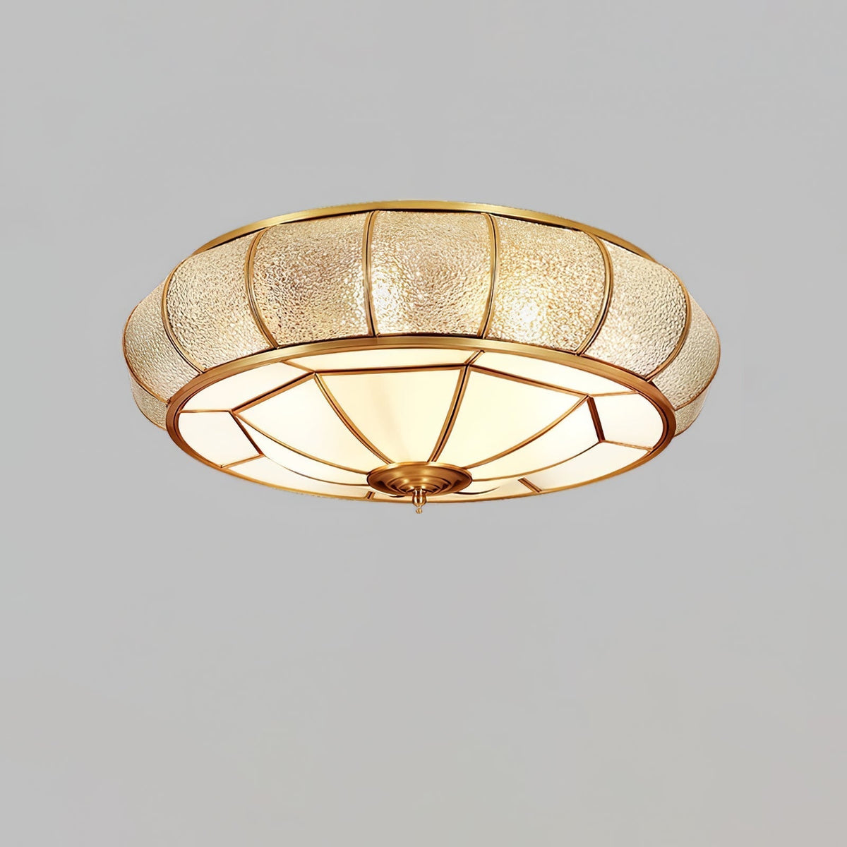 Zothaus Traditionele ronde plafondlamp van glas van textuurglas