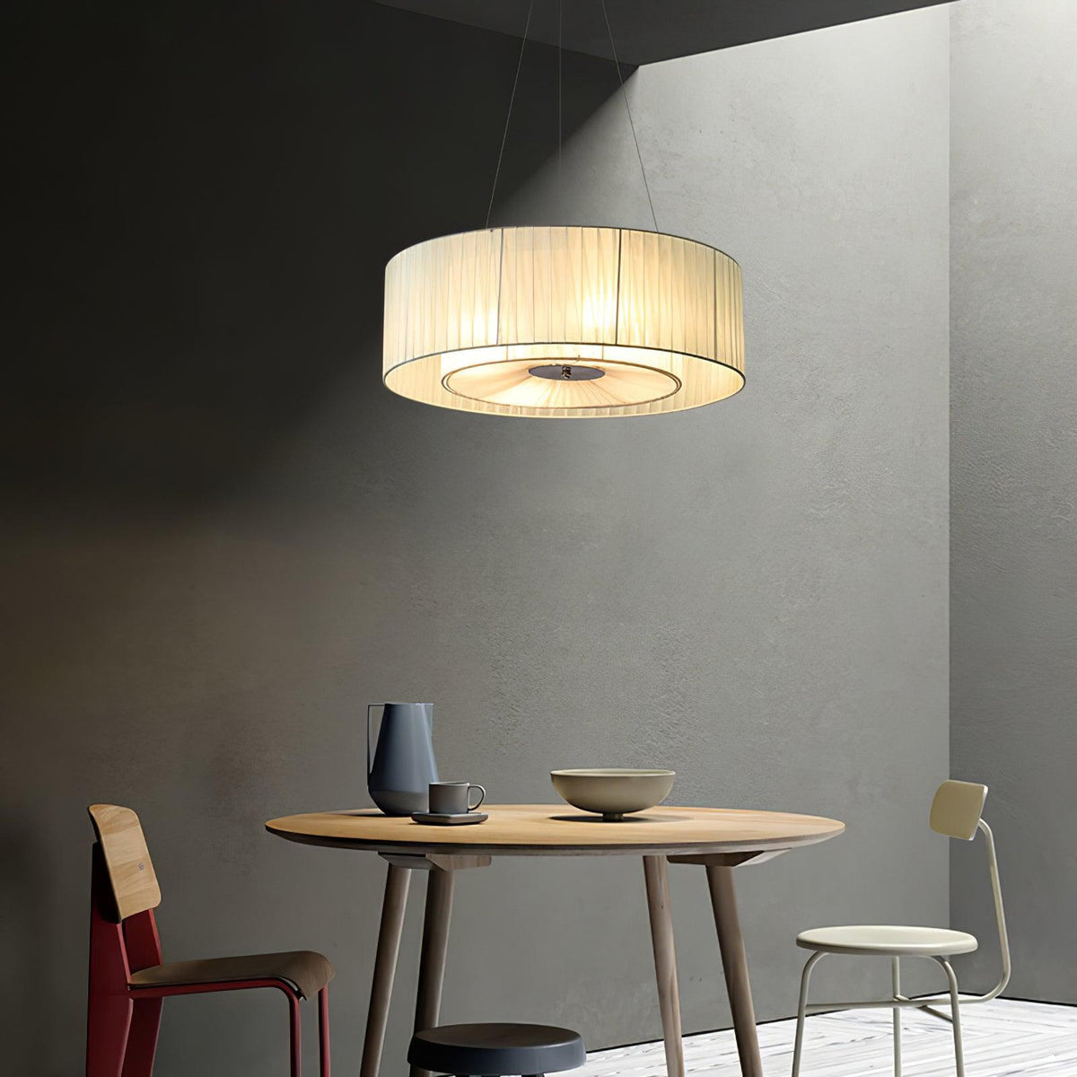 Leo Moderne hanglamp van beige en chroom