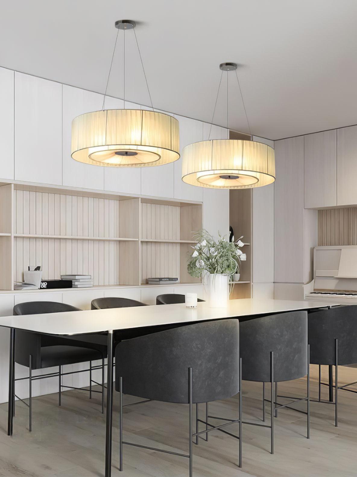 Leo Moderne hanglamp van beige en chroom