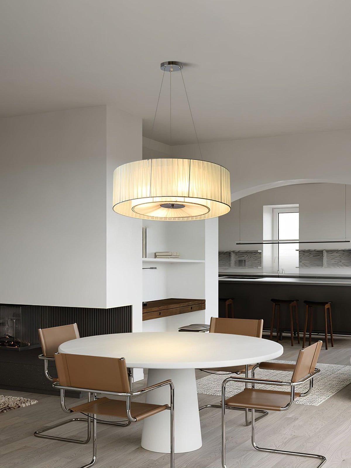 Leo Moderne hanglamp van beige en chroom