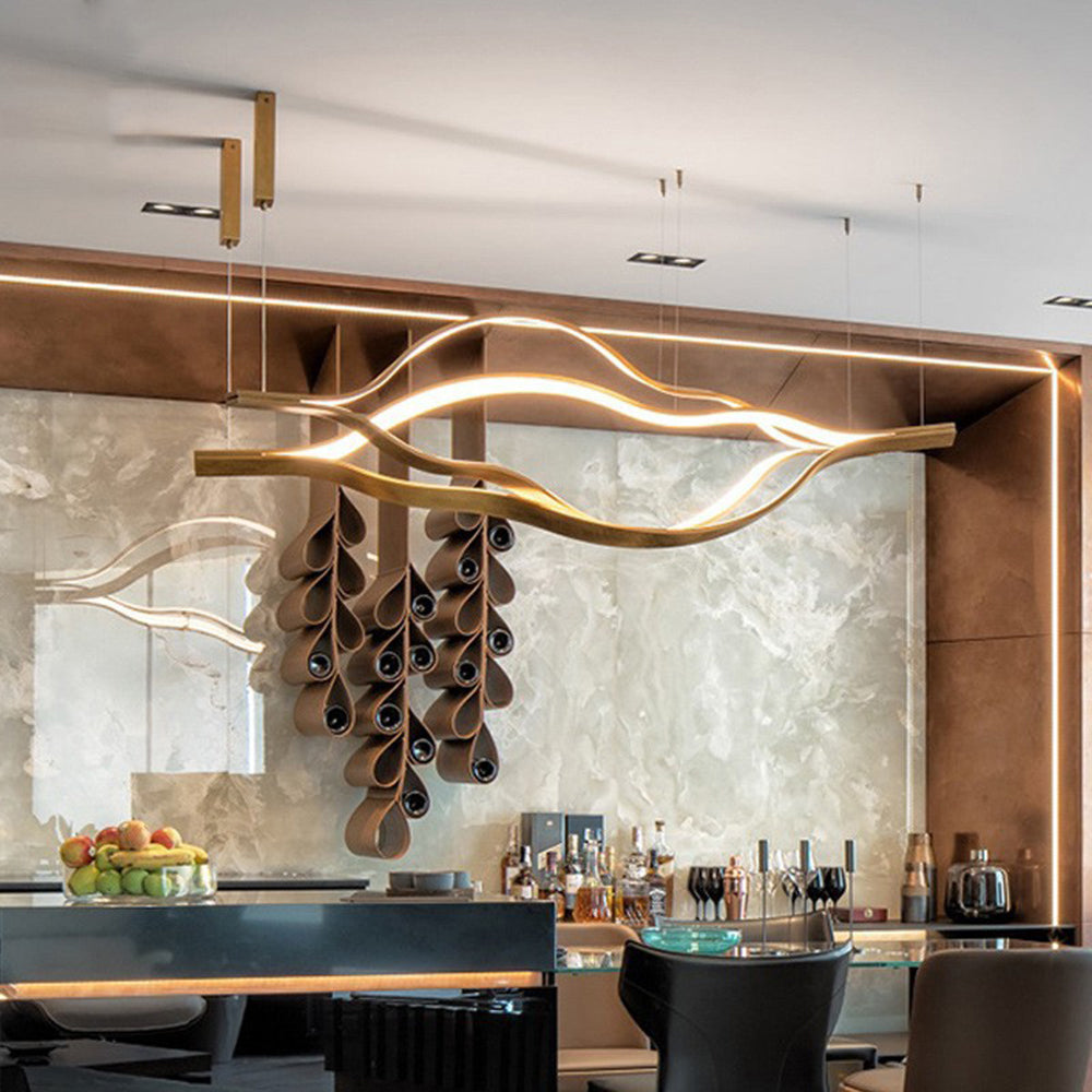 Edge Moderne Wave LED Hanglamp Goud Metaal Slaapkamer