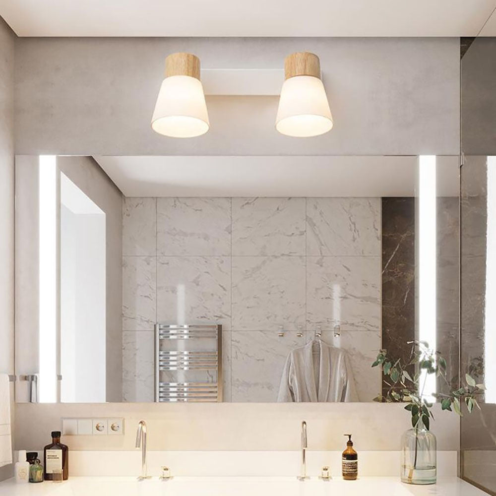 Ozawa Moderne Design LED Wandlamp Wastafel Spiegel Front Hout/Glas Wit Kelder Eet/Woon/Kelder/Hal/Badkamer