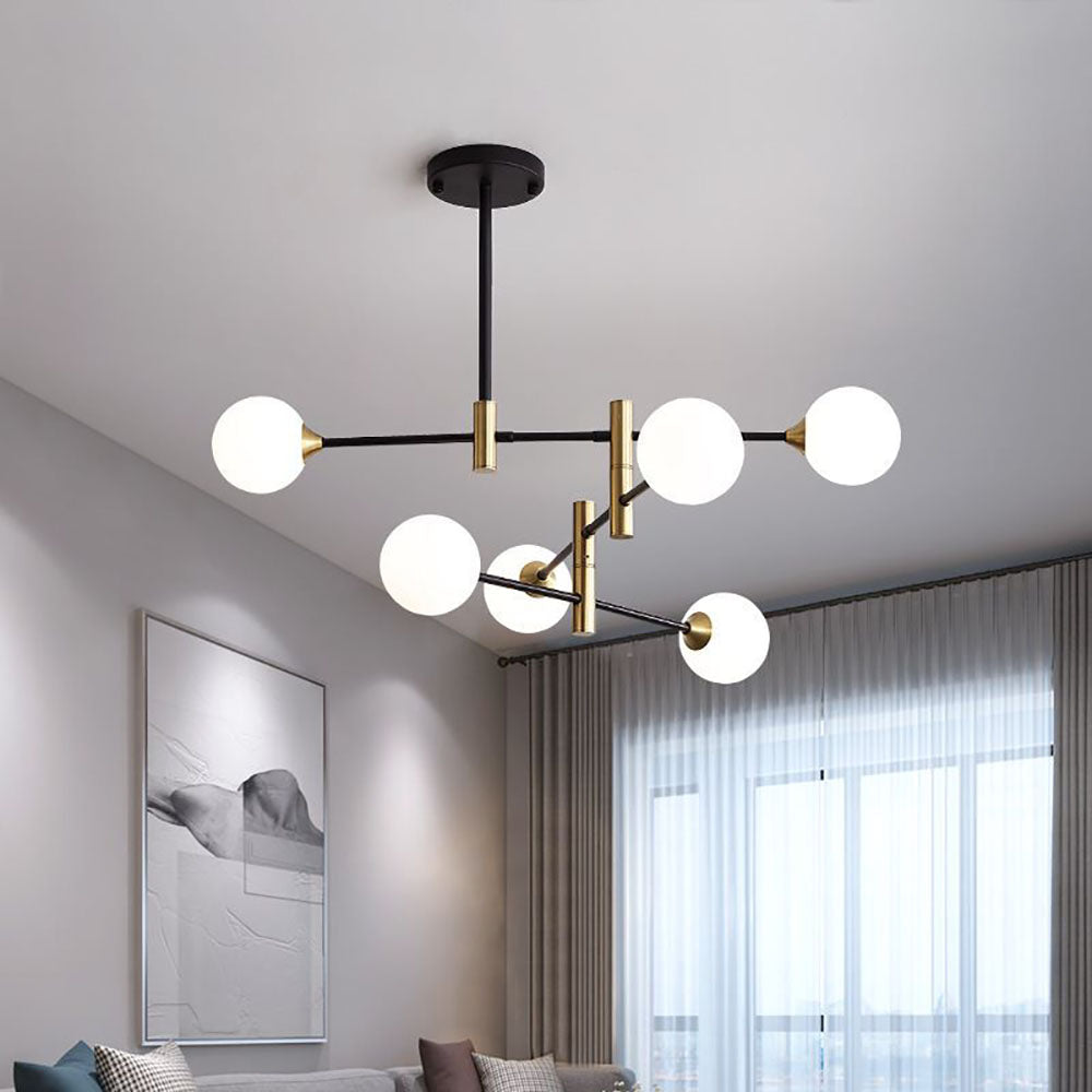Valentina Moderne Design LED Nordic Bolvormige Kroonluchter Metaal/Glas Zwart/Goud Woon/Slaapkamer