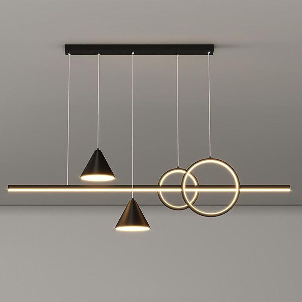 Edge Eigentijdse Lineaire Metalen Hanglampen Geometrische Stijl Wit/Zwart