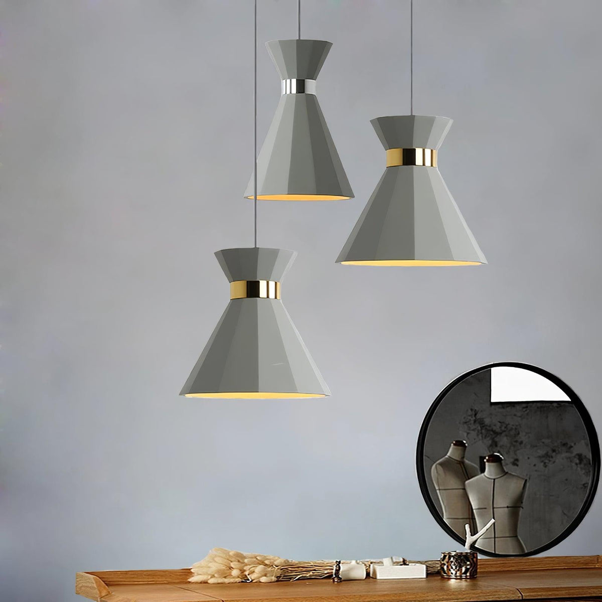 Nerissa moderne hanglamp in grijs en goud