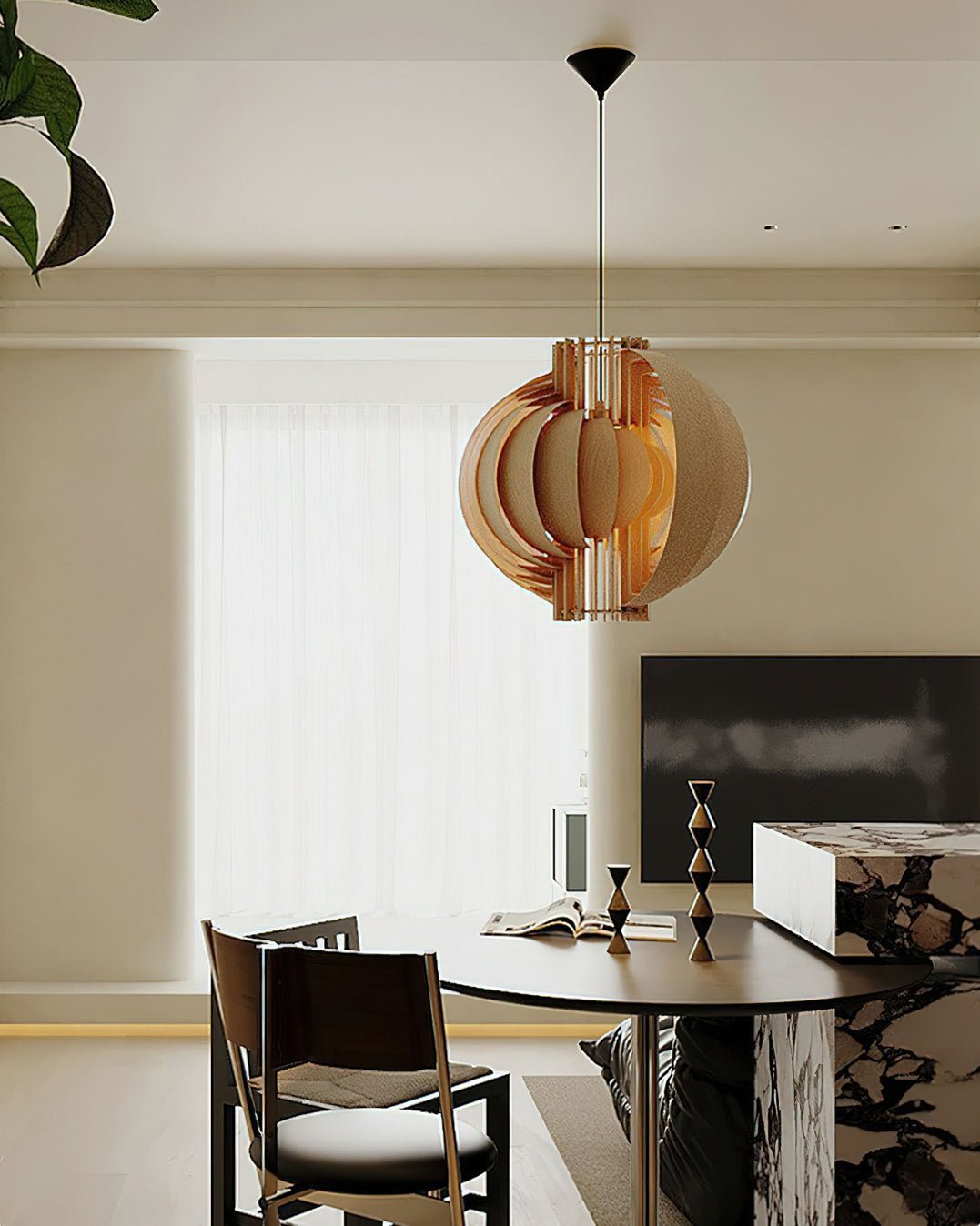 Ivraeus Premium elegantie Ring Houten hanglamp