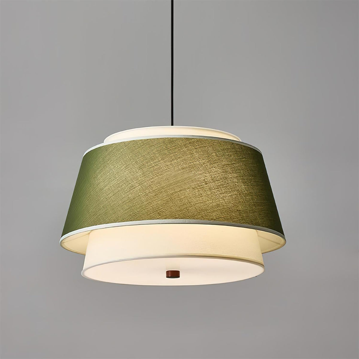 Sorarina hanglamp met blauwe bloemenstof en walnootlaag
