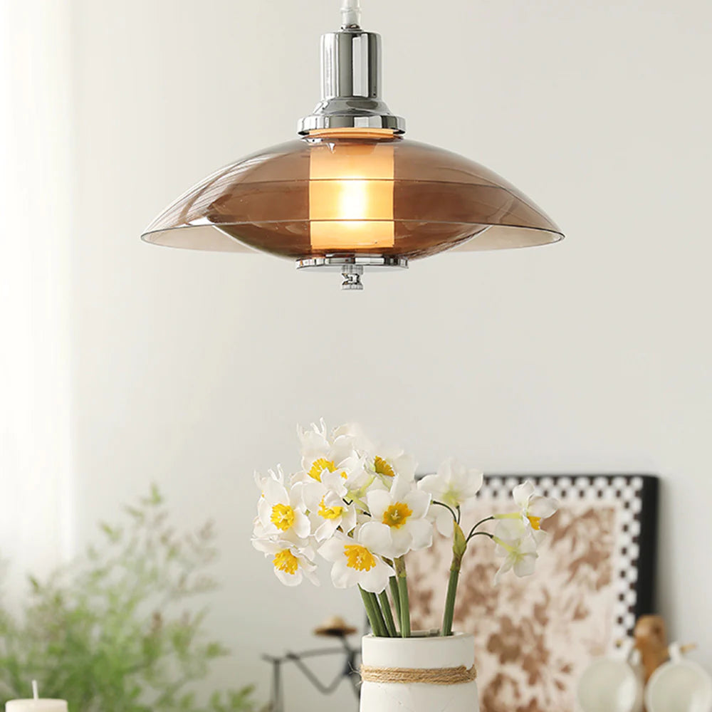 Cairns Modern Rond LED Hanglampen Bruin Glas Woonkamer