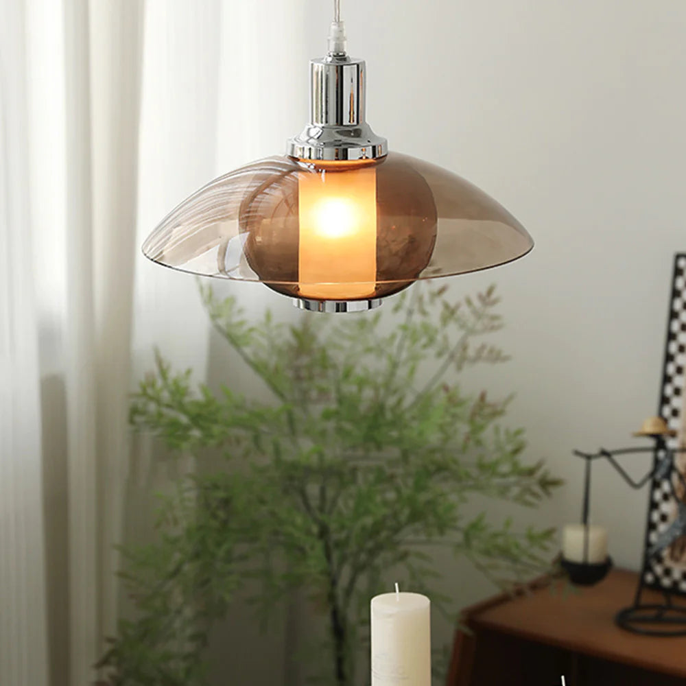 Cairns Modern Rond LED Hanglampen Bruin Glas Woonkamer
