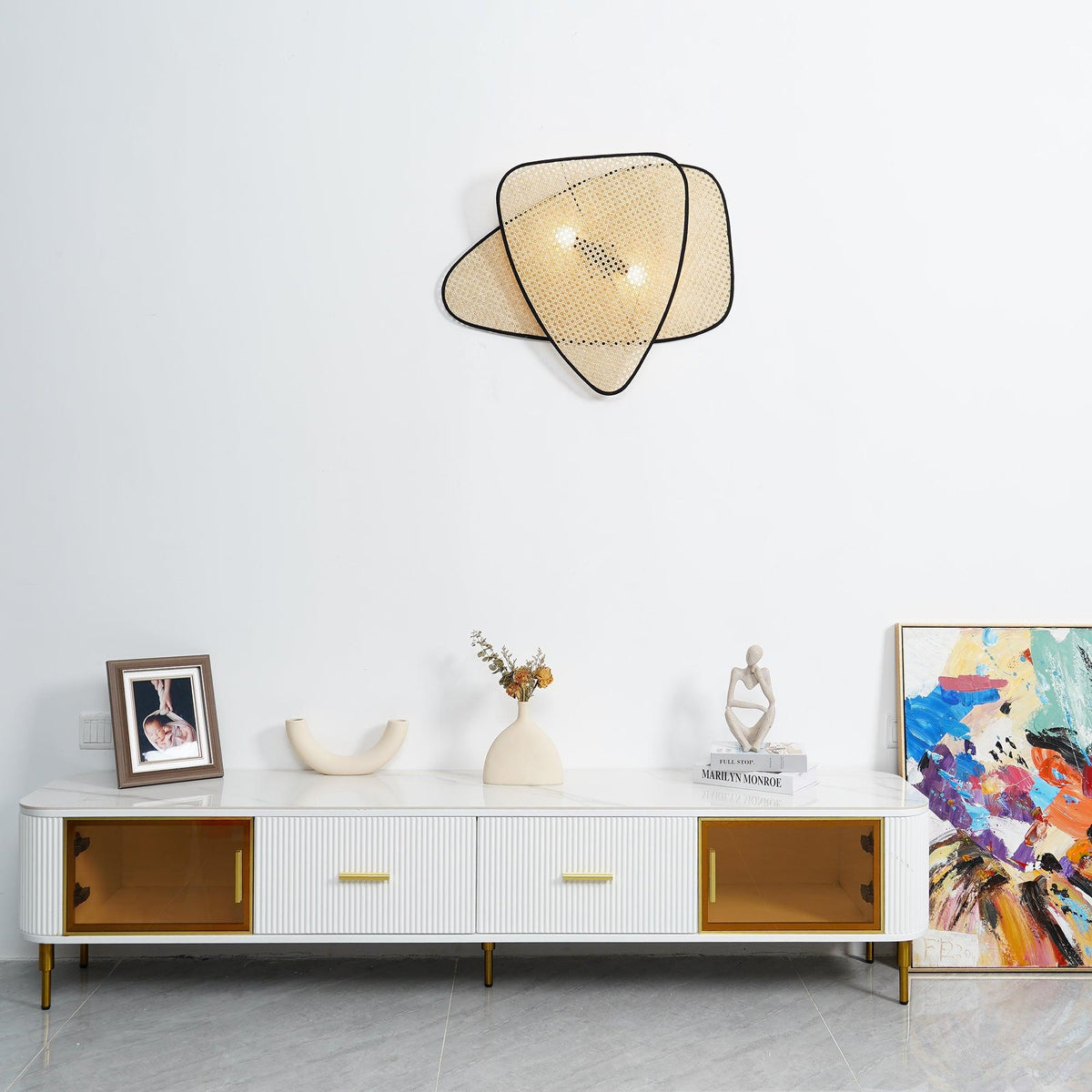 Caneira wandlamp met natuurlijke bamboe-ontwerp in cannage-stijl