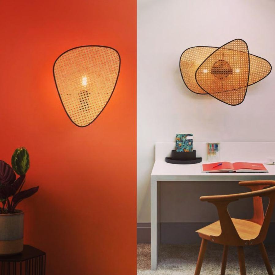 Caneira wandlamp met natuurlijke bamboe-ontwerp in cannage-stijl