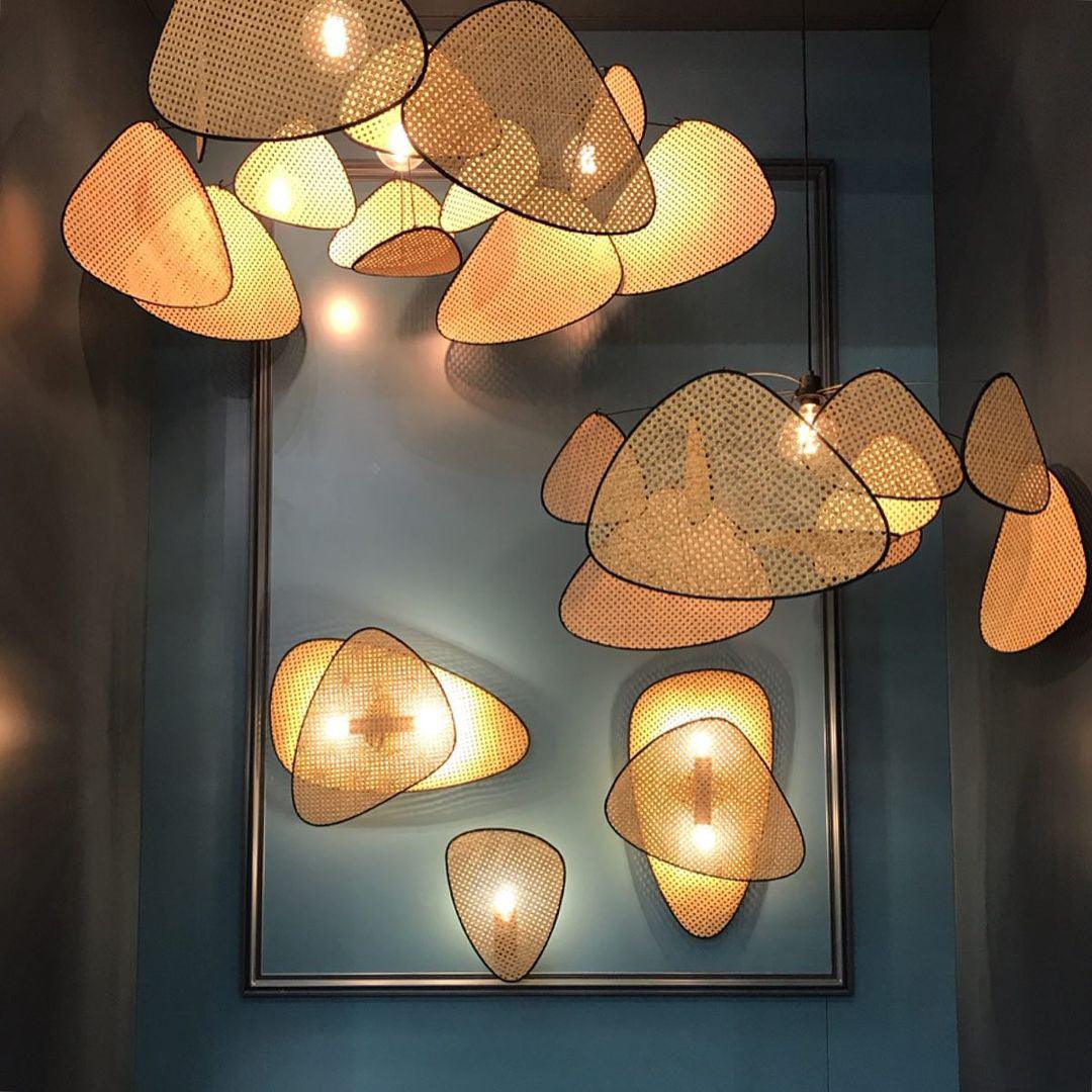 Caneira wandlamp met natuurlijke bamboe-ontwerp in cannage-stijl