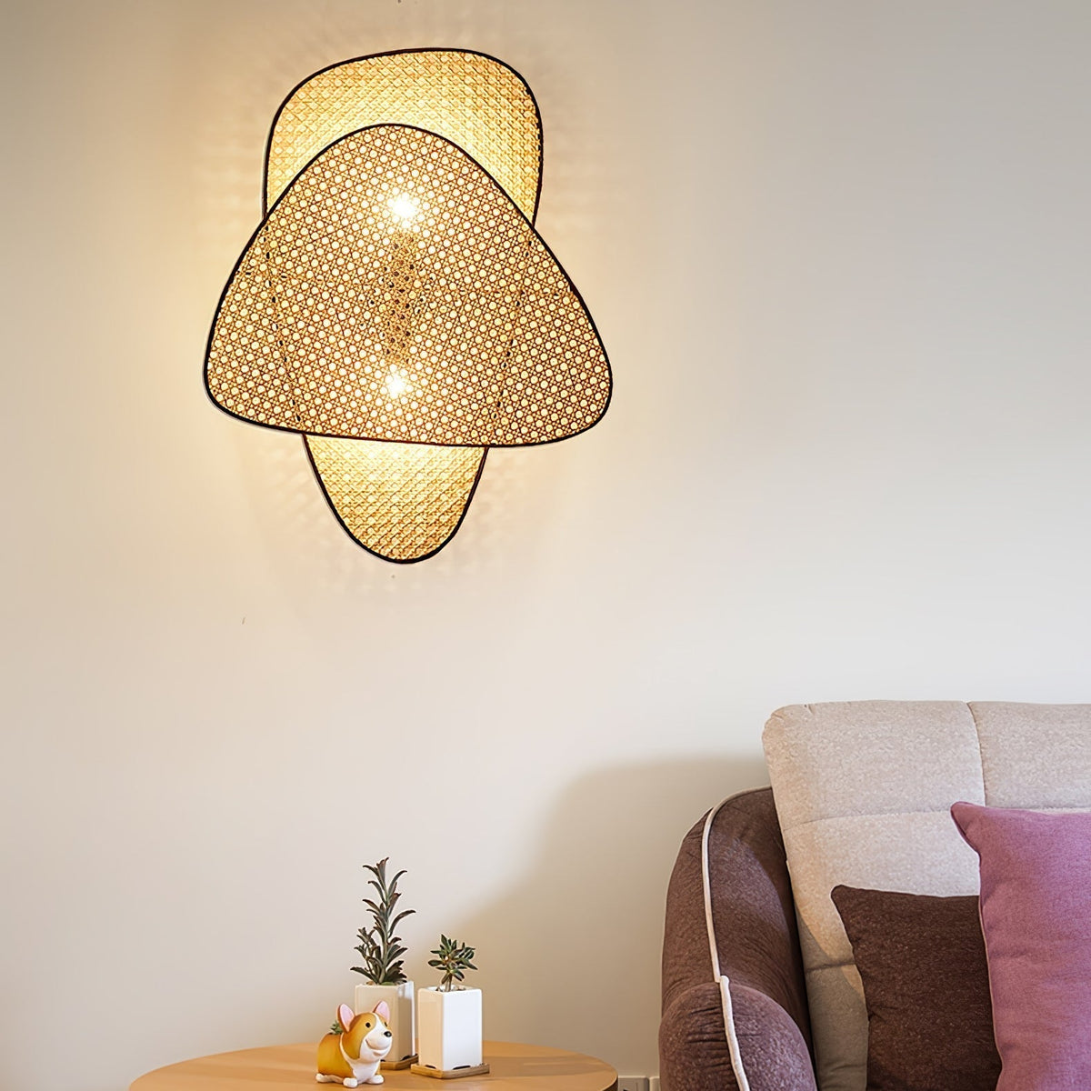 Caneira wandlamp met natuurlijke bamboe-ontwerp in cannage-stijl