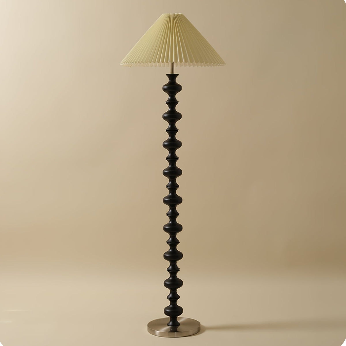 Sylirora vloerlamp van walnoothout en beige stof