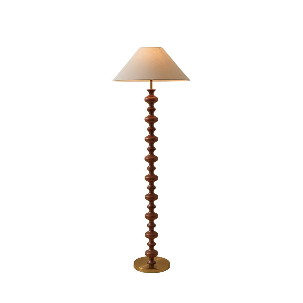 Sylirora vloerlamp van walnoothout en beige stof