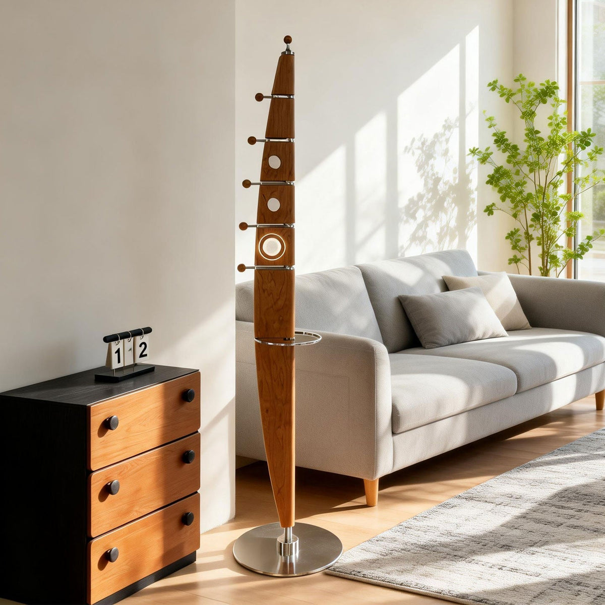 Sculptural houten jasstandaard