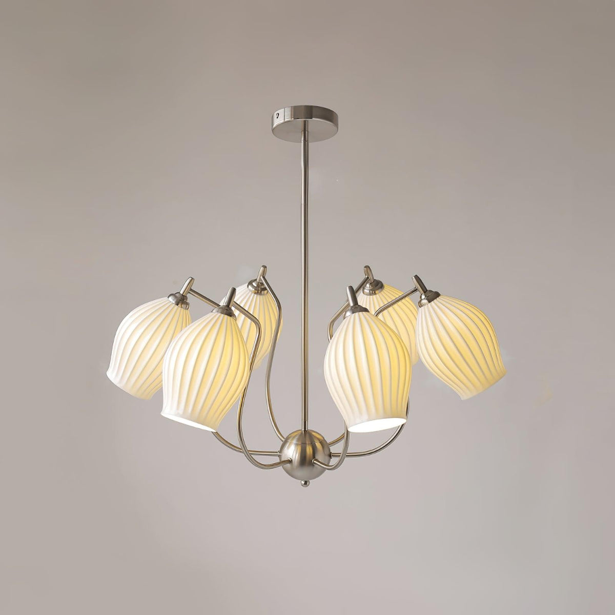 Pravin Kroonluchter keramiek Ribbed Sculptural glas Elegant