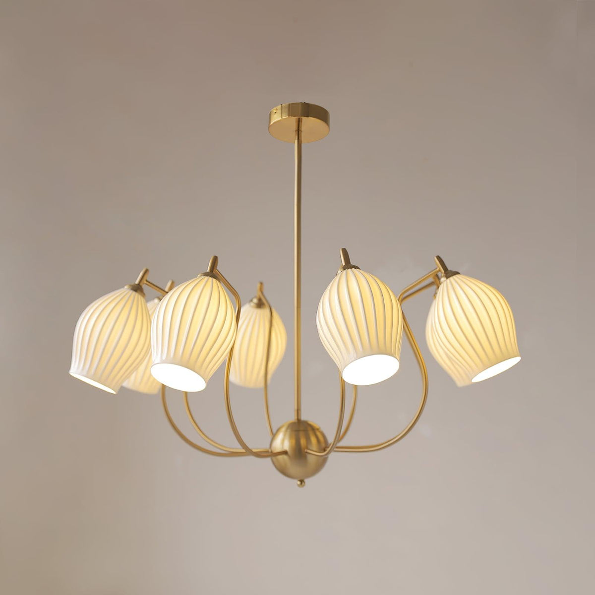 Pravin Kroonluchter keramiek Ribbed Sculptural glas Elegant