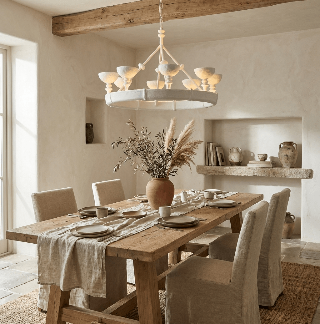 Sculptural kroonluchter van gips