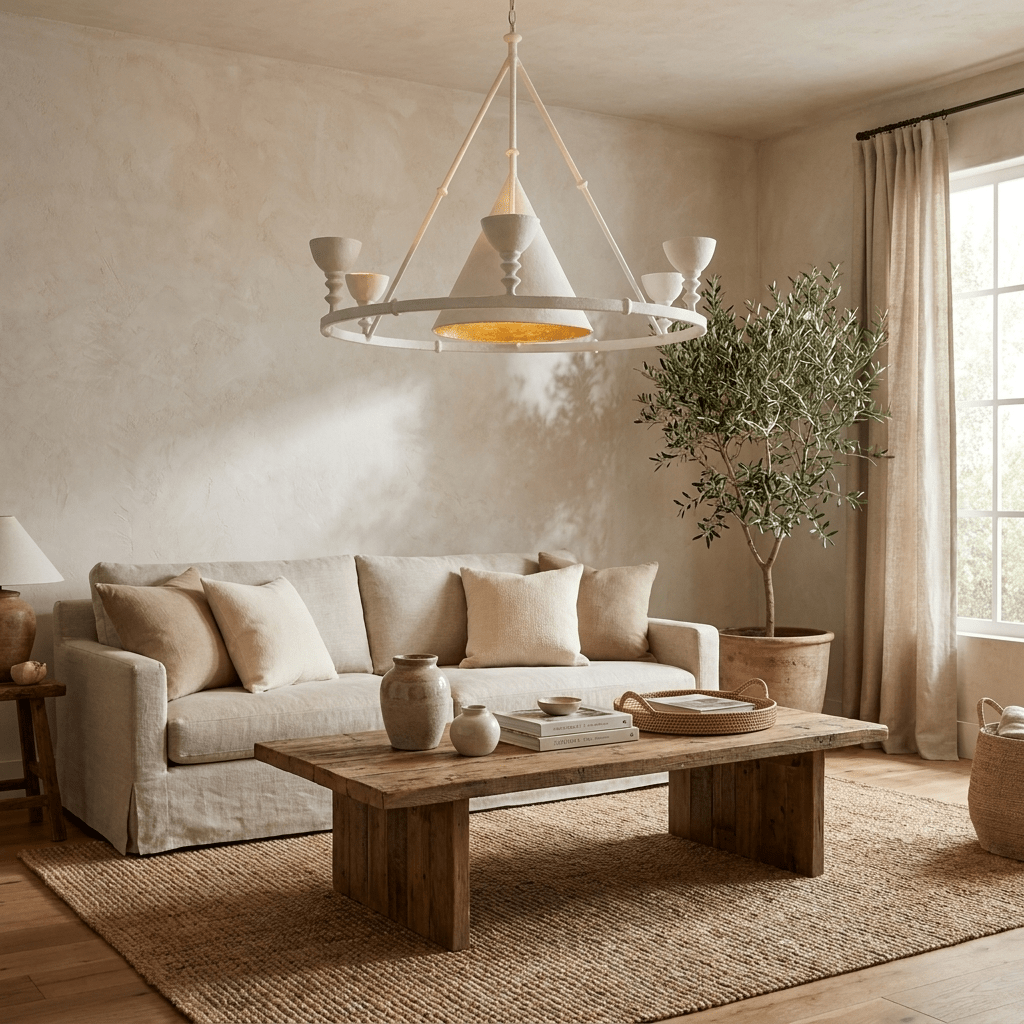 Sculptural kroonluchter van gips