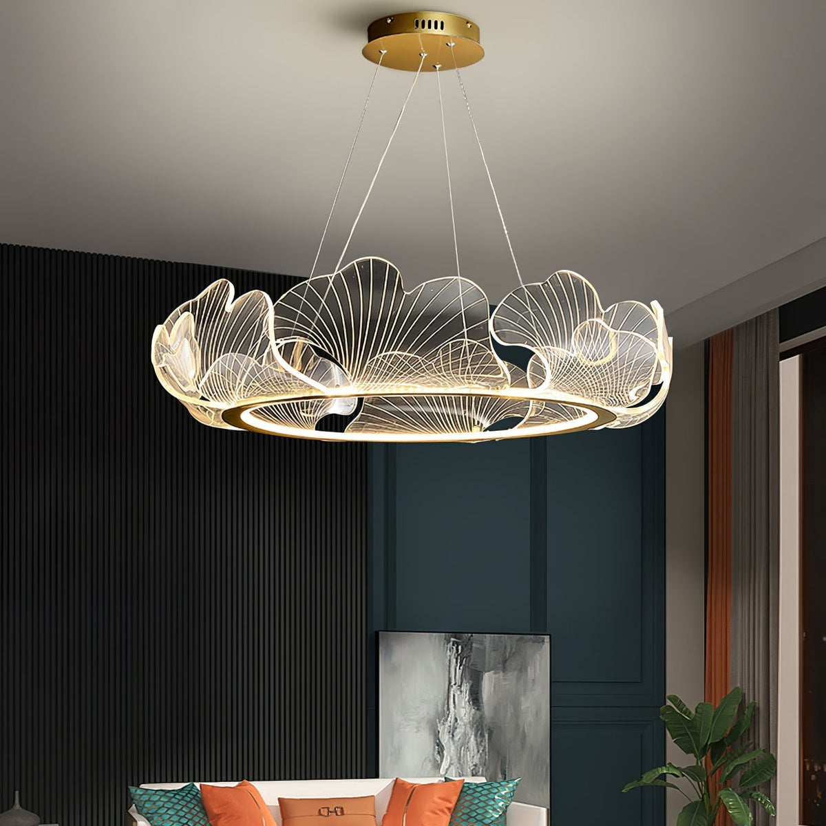 Lucisora hanglamp met mat acryl en bloemblaadring
